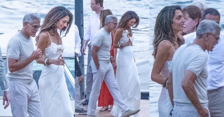 George i Amal Clooneyowie w skoordynowanych stylizacjach zadają szyku  nad jeziorem Como. Modni? (ZDJĘCIA)
