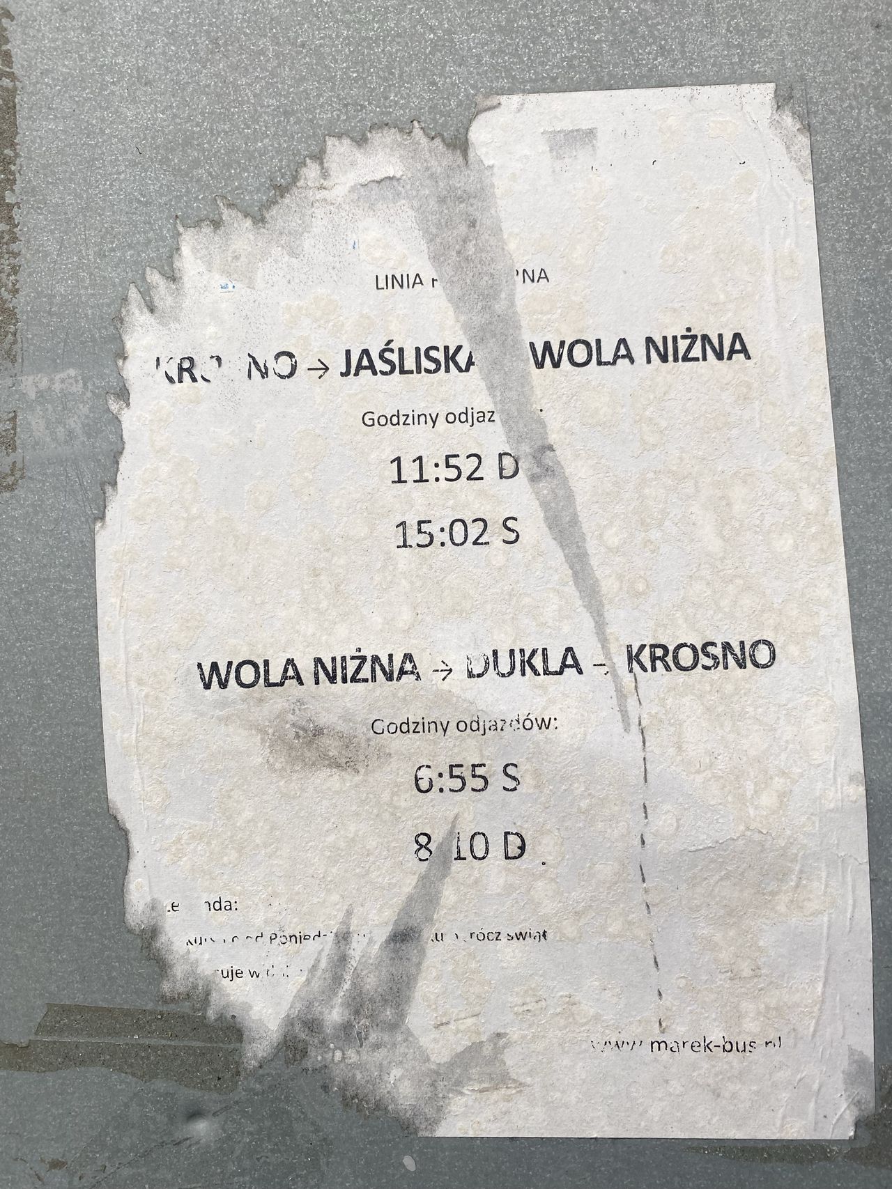 Rozkład jazdy w Woli Niżnej