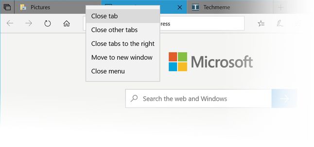 Nowe menu kontekstowe po kliknięciu na wybraną kartę – jedna z najświeższych nowości w Sets. Źródło: Windows Blogs.