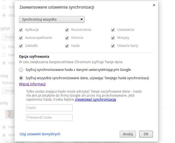 Domyślnie Google nie chce szyfrowania naszych danych