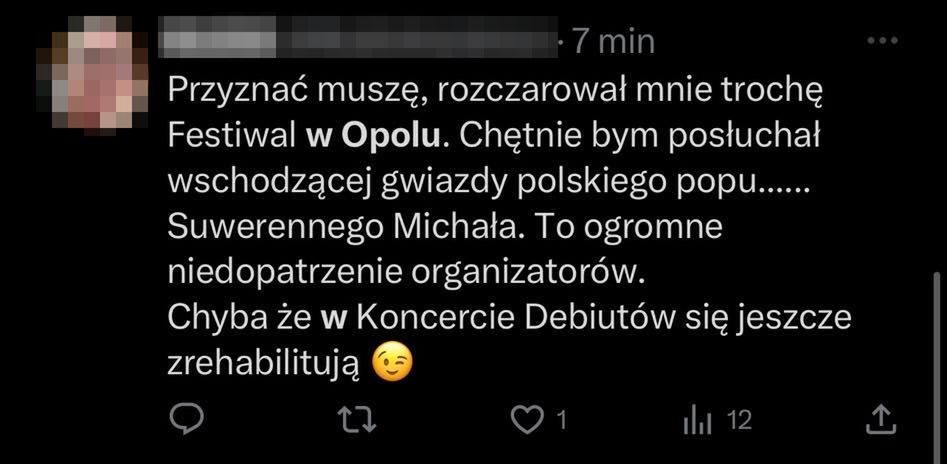 Widzowie rozczarowani poziomem Festiwalu w Opolu