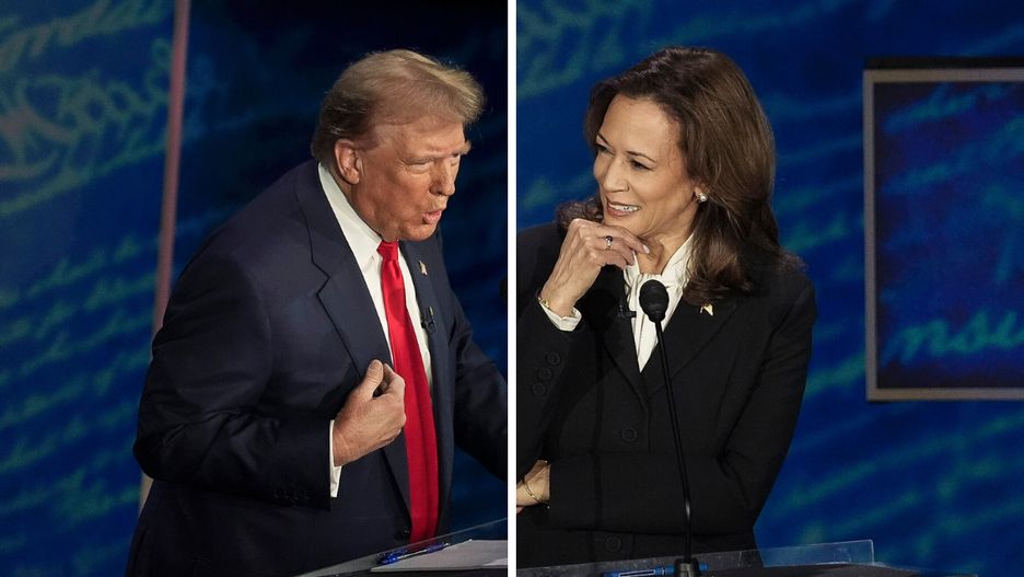 Donald Trump i Kamala Harris w trakcie debaty