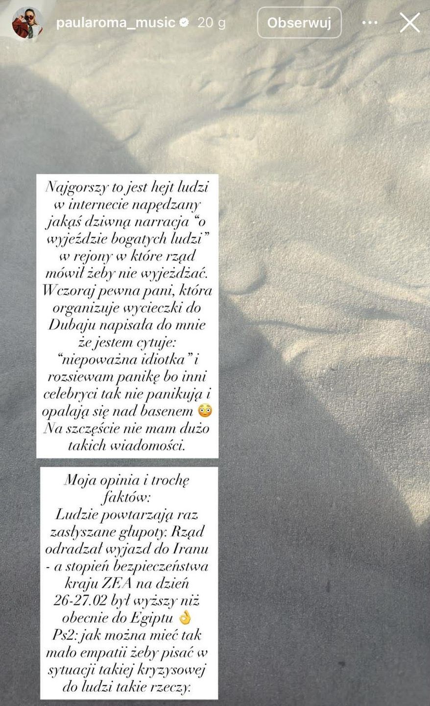 Paula Roma też utknęła w Dubaju