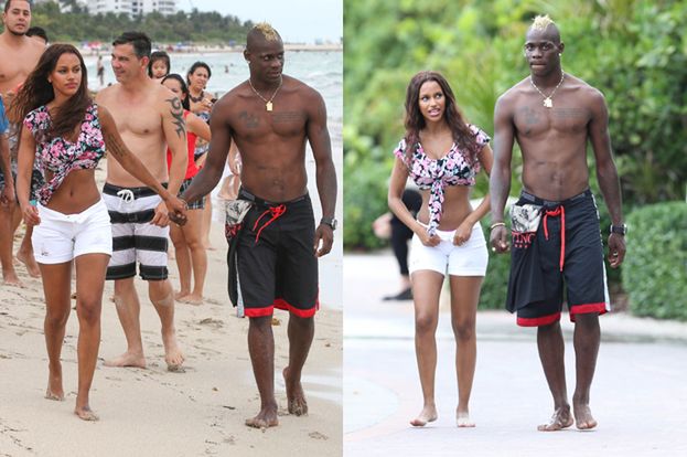 Balotelli z narzeczoną na plaży! (ZDJĘCIA)