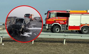 Utrudnienia na drodze ekspresowej S17. Samochód stanął w ogniu