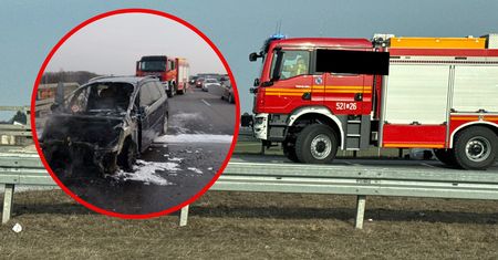Utrudnienia na drodze ekspresowej S17. Samochód stanął w ogniu