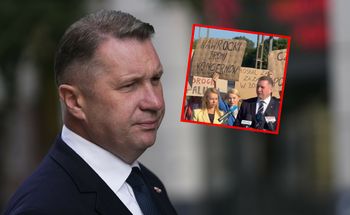 Wcisło przyszła na konferencję Czarnka. Przyniosła transparenty