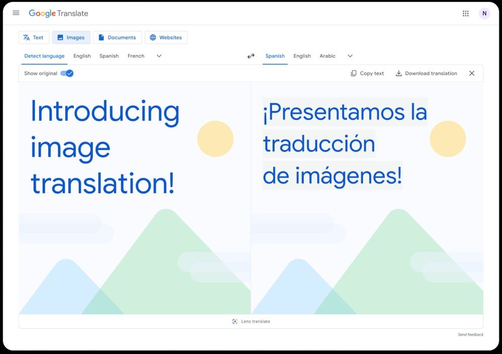 Tłumaczenie tekstu z obrazu w Google Translate.