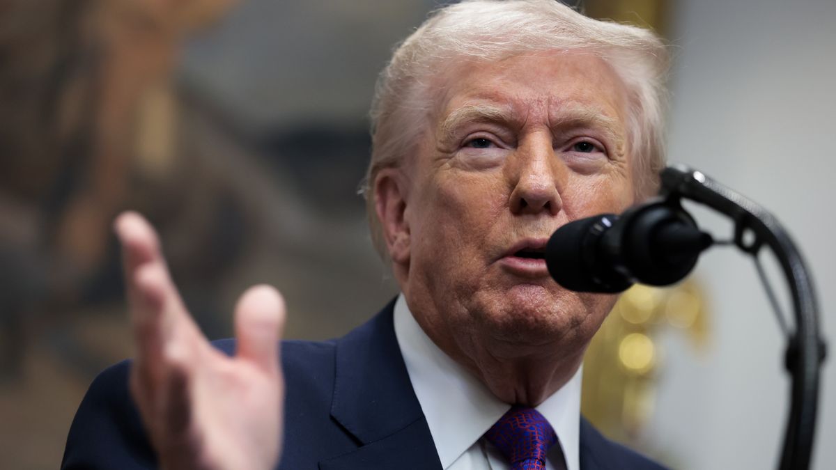 WASHINGTON, DC - FEBRUARY 12: U.S. President Donald Trump speaks alongside U.S. Environmental Protection Agency Administrator Lee Zeldin during an event to announce a rollback of the 2009 Endangerment Finding in the Roosevelt Room at the White House on February 12, 2026 in Washington, DC. The Trump administration will repeal the 2009 central scientific finding that allows the EPA to regulate climate-warming emissions. (Photo by Anna Moneymaker/Getty Images)
