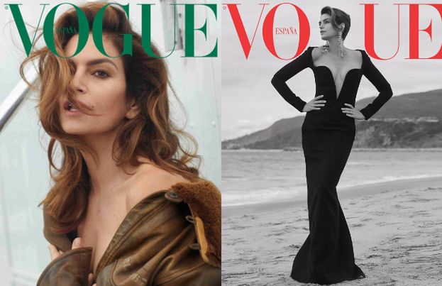 Cindy Crawford kusi otwartymi ustami na okładce "Vogue'a"