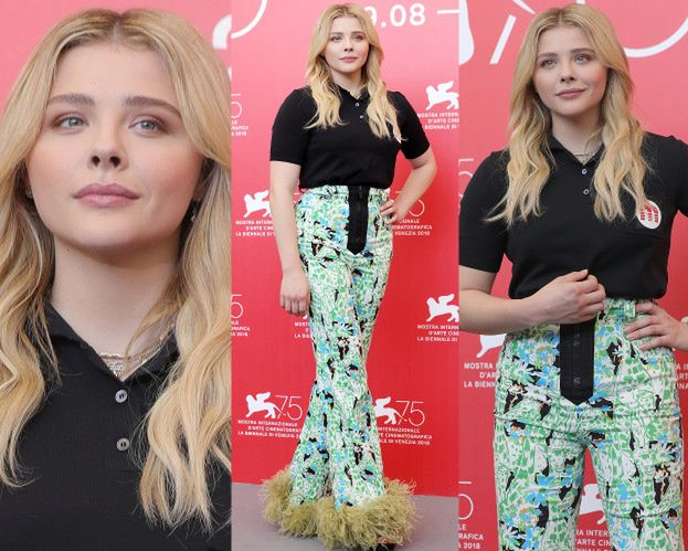 Chloe Grace Moretz zamiata podłogę pierzastymi nogawkami