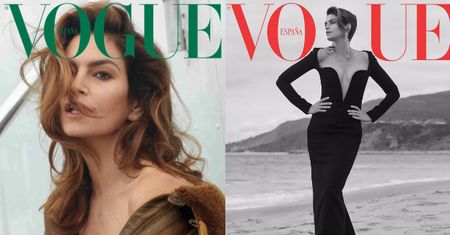 Cindy Crawford kusi otwartymi ustami na okładce "Vogue'a"
