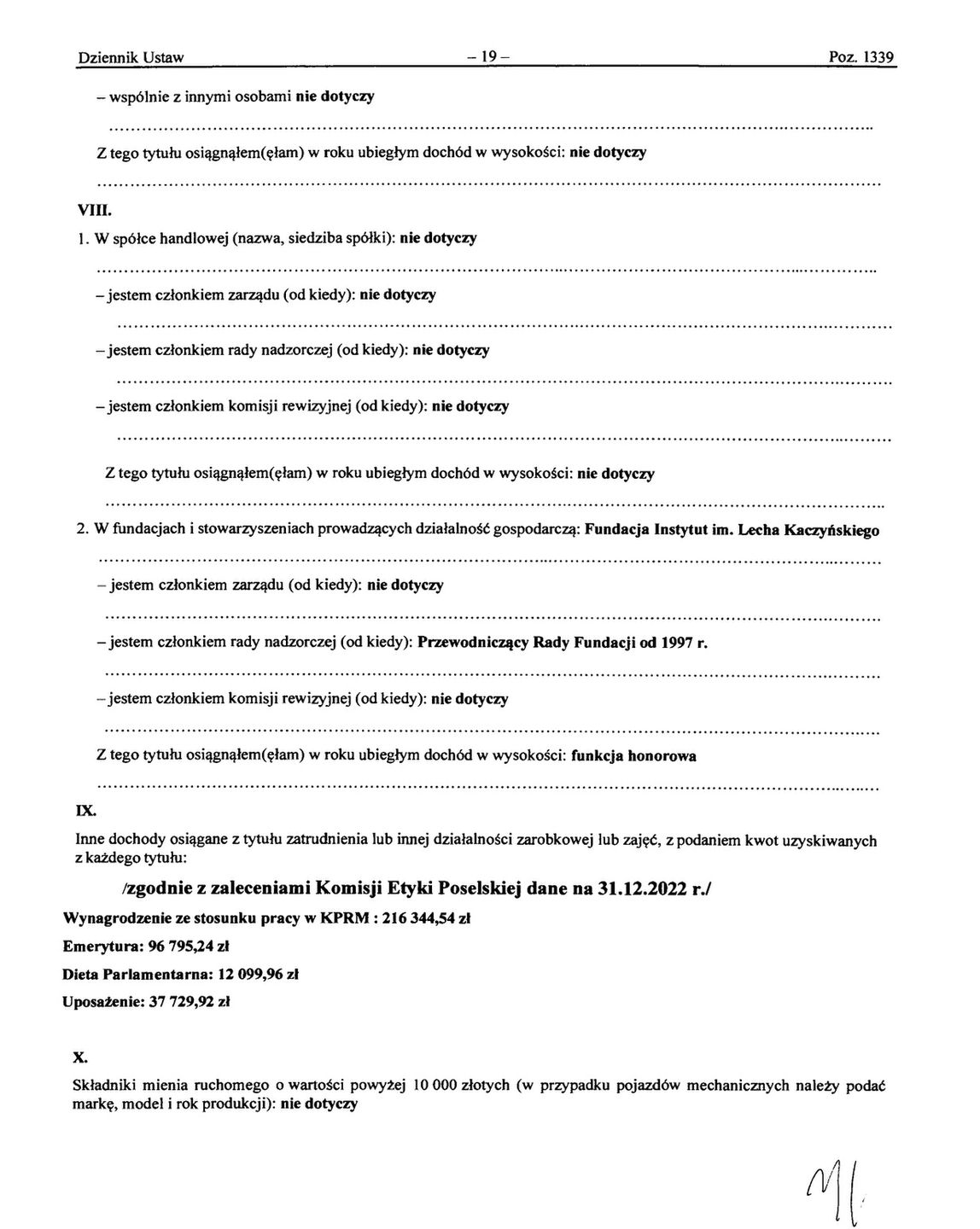 Oświadczenie majątkowe Jarosława Kaczyńskiego