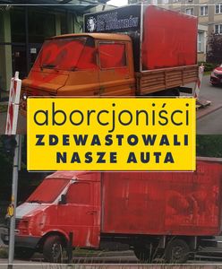 Warszawa. Antyaborcyjne furgonetki zamazane farbą