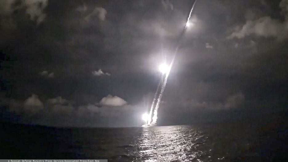 Temporary
In this photo taken from video distributed by Russian Defense Ministry Press Service, Intercontinental ballistic missiles are launched by the Vladimir Monomakh nuclear submarine of the Russian navy from the Sera of Okhotsk, Russia, Saturday, Dec. 12, 2020. The submarine successfully test-fired four intercontinental ballistic missiles in a show of readiness of the nation's nuclear deterrent. (Russian Defense Ministry Press Service via AP)
Russian Defense Ministry Press Service