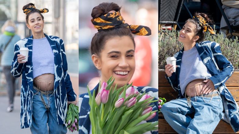 Maja Hyży maszeruje po Warszawie z ciążowym brzuchem obwieszonym łańcuchami 