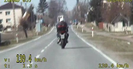500 zł, 10 pkt i utrata prawa jazdy. Pędził motocyklem 139 km/h w zabudowanym