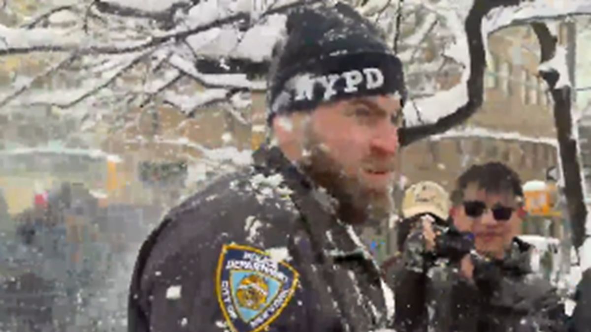 Policja w Nowym Jorku obrzucona śnieżkami.