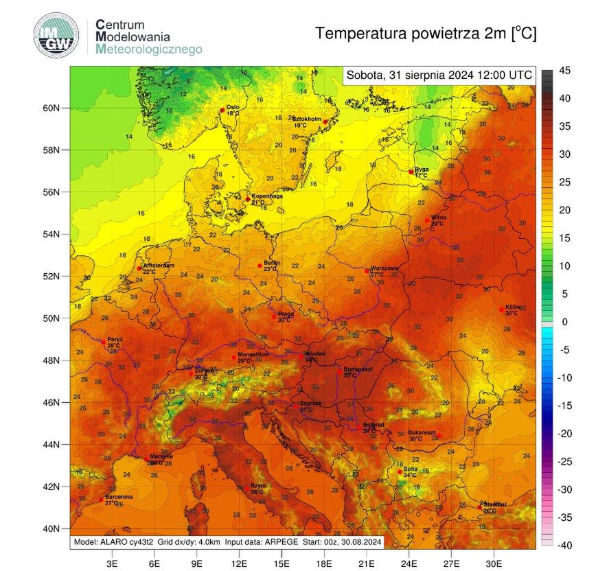  Prognoza pogody na sobotę, 31 sierpnia