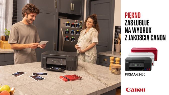 Kampania promująca drukarki Canon ze spotami w TV i muralem w centrum Warszawy