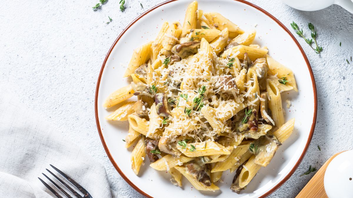 Penne z pieczarkami