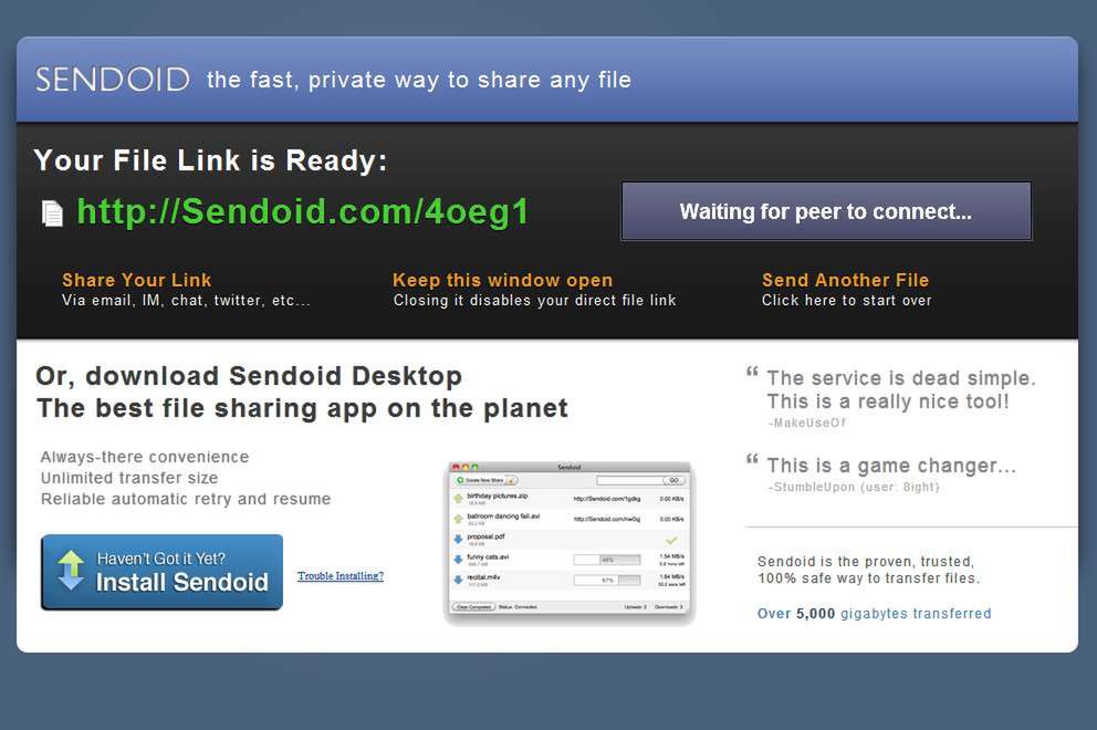 Sendoid.com - udostępnianie pliku