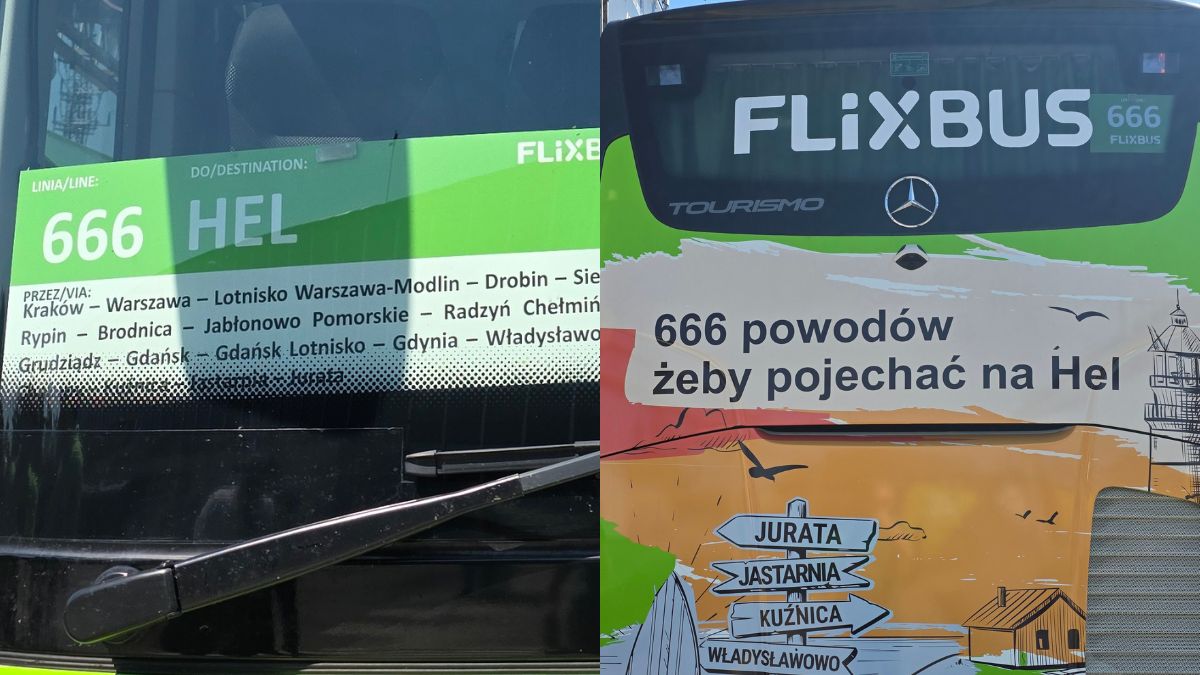 Autobus firmy FlixBus nr 666 wyruszył na Hel.