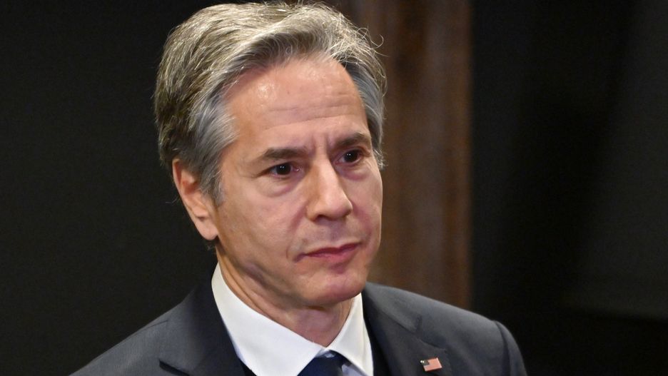 Rzeszów, 05.03.2022. Sekretarz stanu USA Anthony Blinken podczas konferencji prasowej po spotkaniu z premierem Mateuszem Morawieckim oraz ministrem spraw zagranicznych Zbigniewem Rauem w hotelu Bristol w Rzeszowie, 5 bm. Szef dyplomacji USA przebywa z wizytą w Europie. (kf) PAP/Darek Delmanowicz