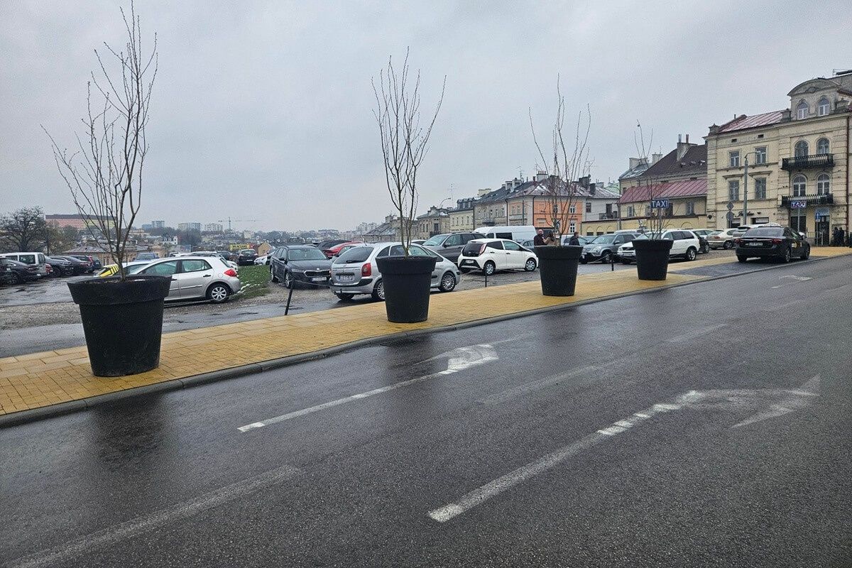 Donice z drzewami na ul. Bajkowskiego w Lublinie