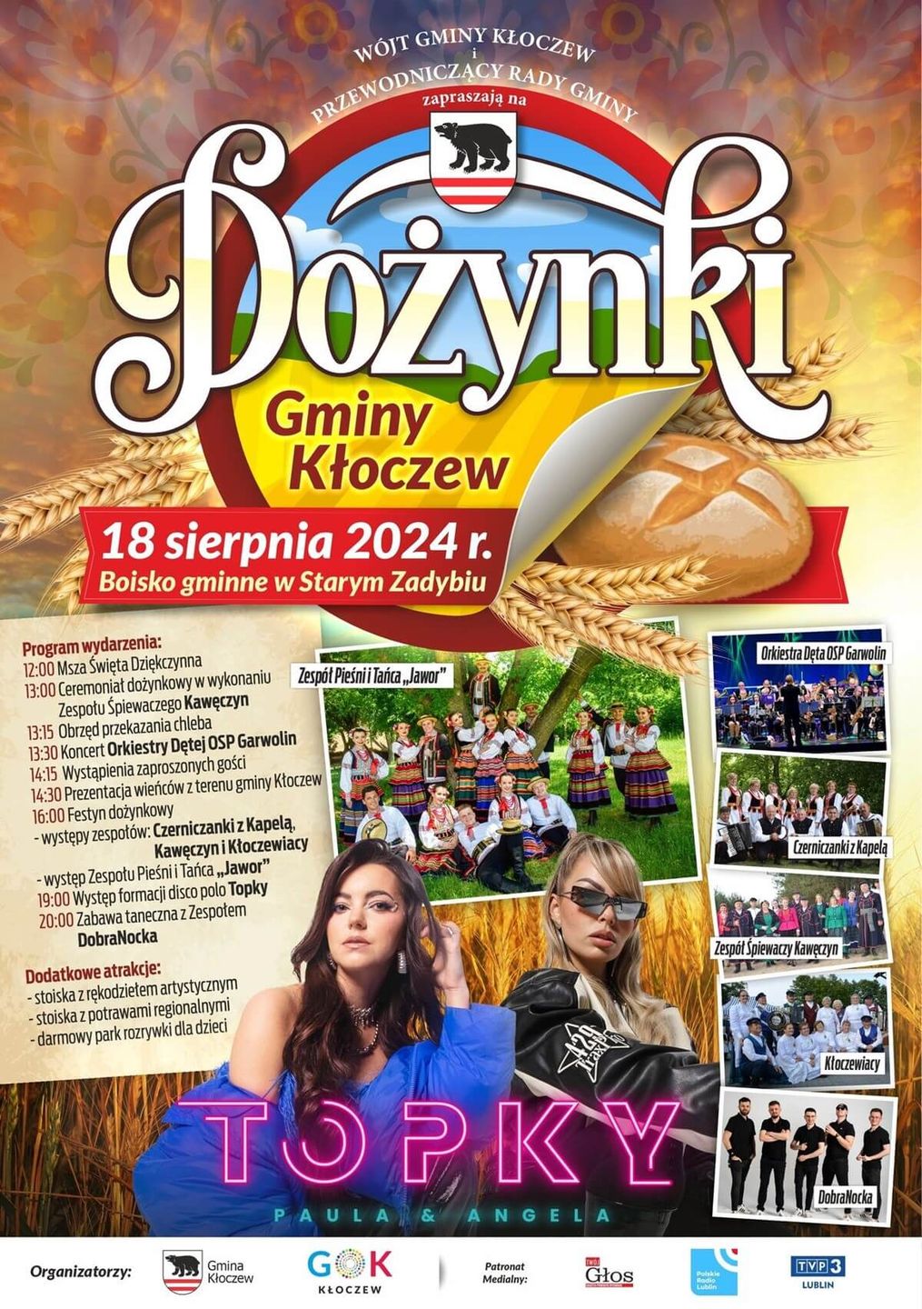 Dożynki w Starym Zadybiu 2024 - plakat, program wydarzenia