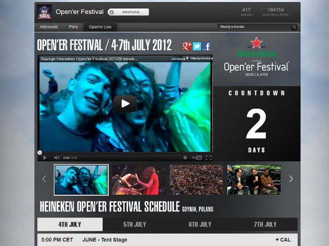 Zobacz Heineken Open'er na YouTube
