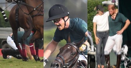 Książę Harry SPADŁ Z KONIA na pierwszym meczu polo po powrocie do Kalifornii (ZDJĘCIA)
