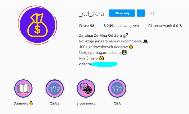 Profile na IG, które namawiają użytkowników do "szybkiego zarobku"