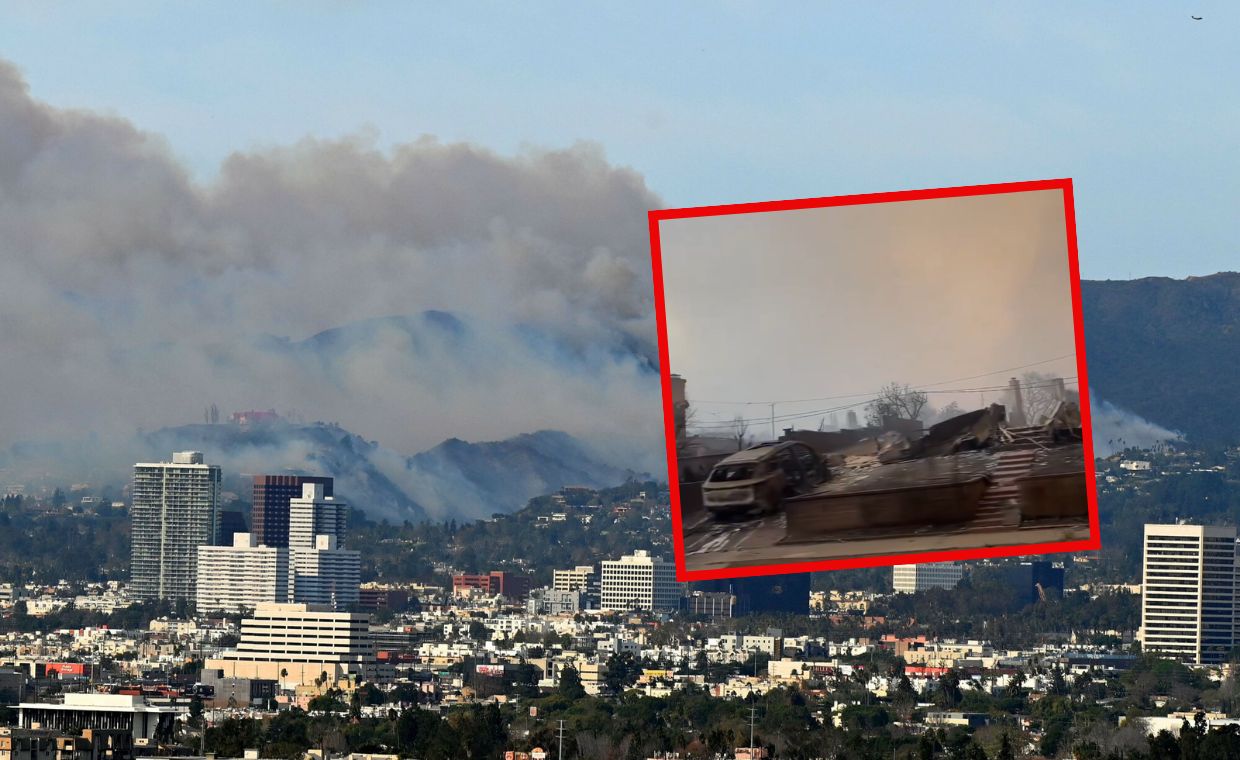 Apokaliptyczny krajobraz w Los Angeles. Dzielnica niemal doszczętnie spalona