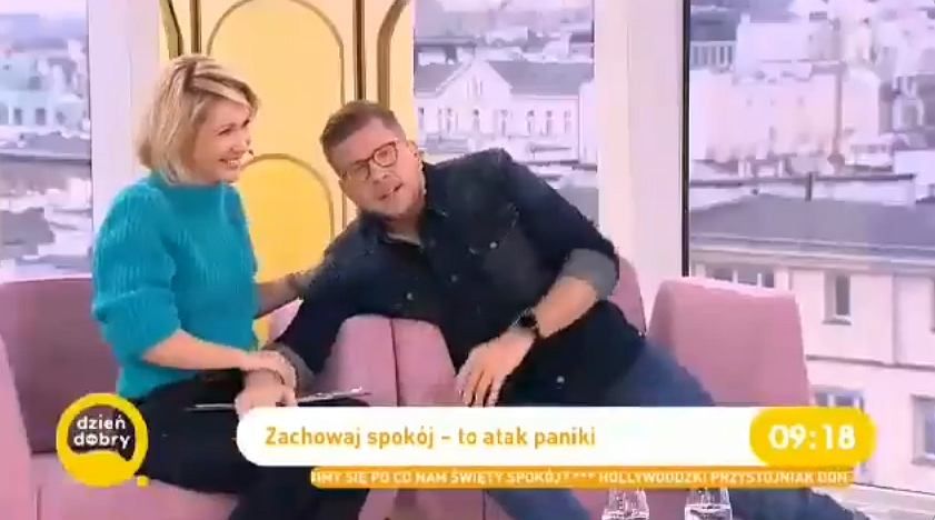 Filip Chajzer i jego parodia "ataku paniki" w śniadaniówce