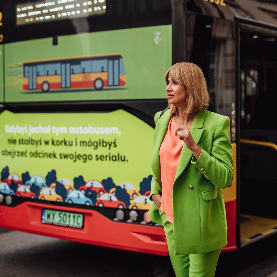 Grażyna Wolszczak - akcja promująca jazdę komunikacją miejską