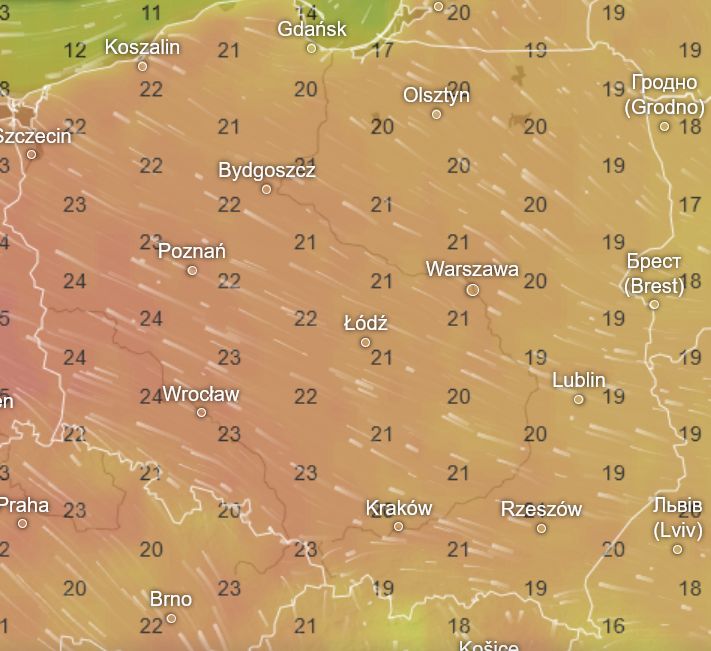 Pogoda w poniedziałek
