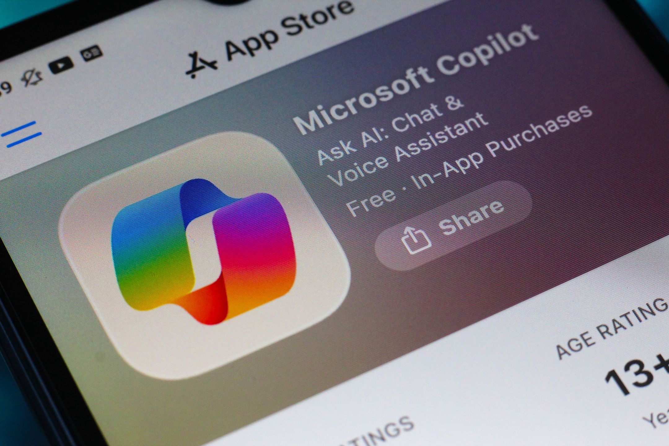 CANADA - 2026/07/04: In this photo illustration, the Microsoft Copilot logo is seen displayed on a smartphone screen in the Apple app store. (Photo Illustration by Thomas Fuller/SOPA Images/LightRocket via Getty Images)
