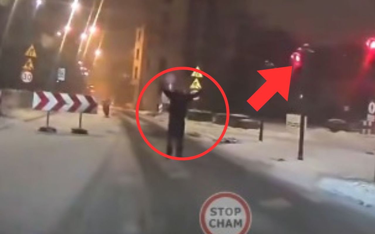 Sceny w Łodzi. Obrażał kierowcę. Tylko spójrzcie na światło