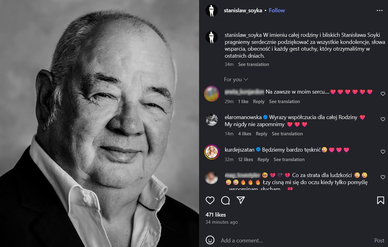 Oświadczenie rodziny i bliskich Stanisława Soyki