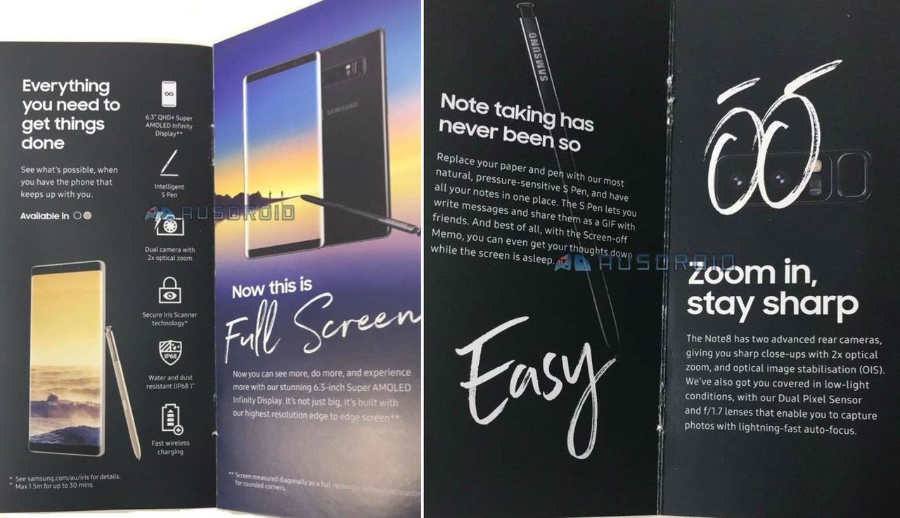 Broszura informacyjna o Samsungu Galaxy Note 8