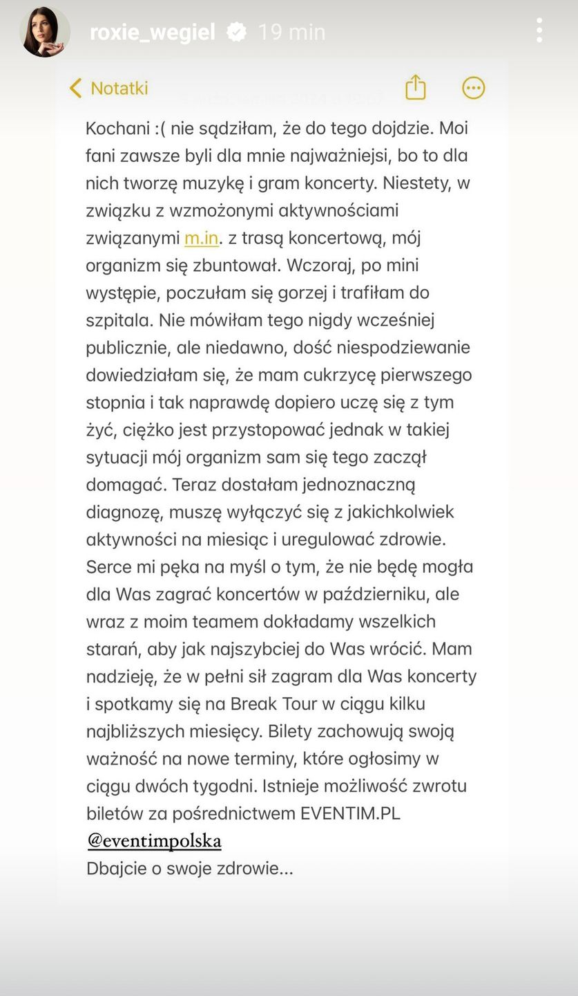 Oświadczenie Roksany Węgiel