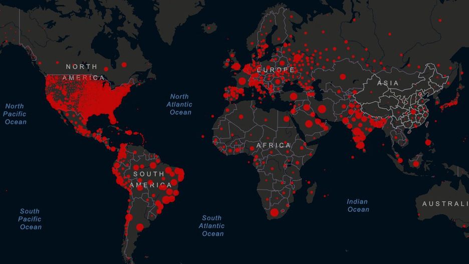 Mapa koronawirusa: liczba chorych przekroczyła 18,5 mln na całym świecie