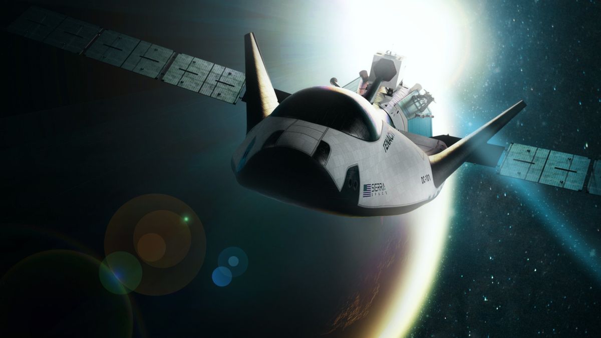 Wizualizacja Dream Chaser w trakcie lotu orbitalnego.