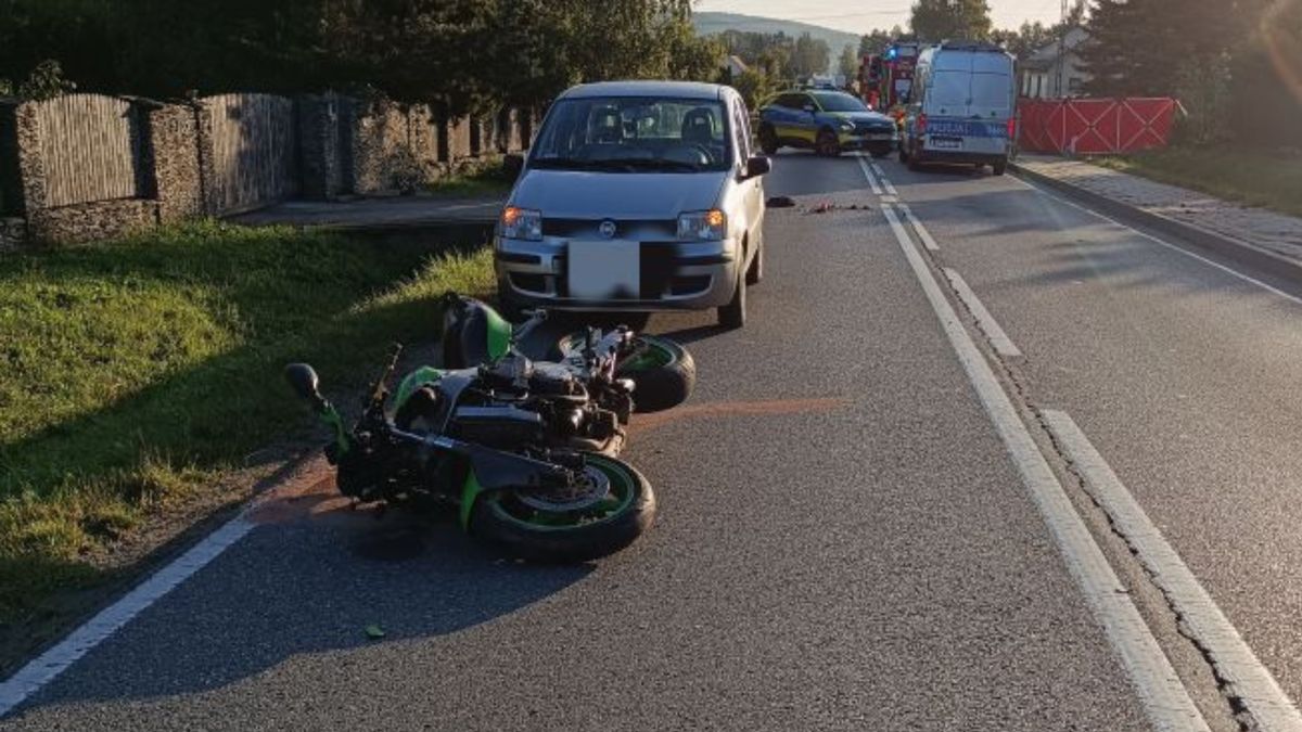 Tragiczny wypadek motocyklisty.