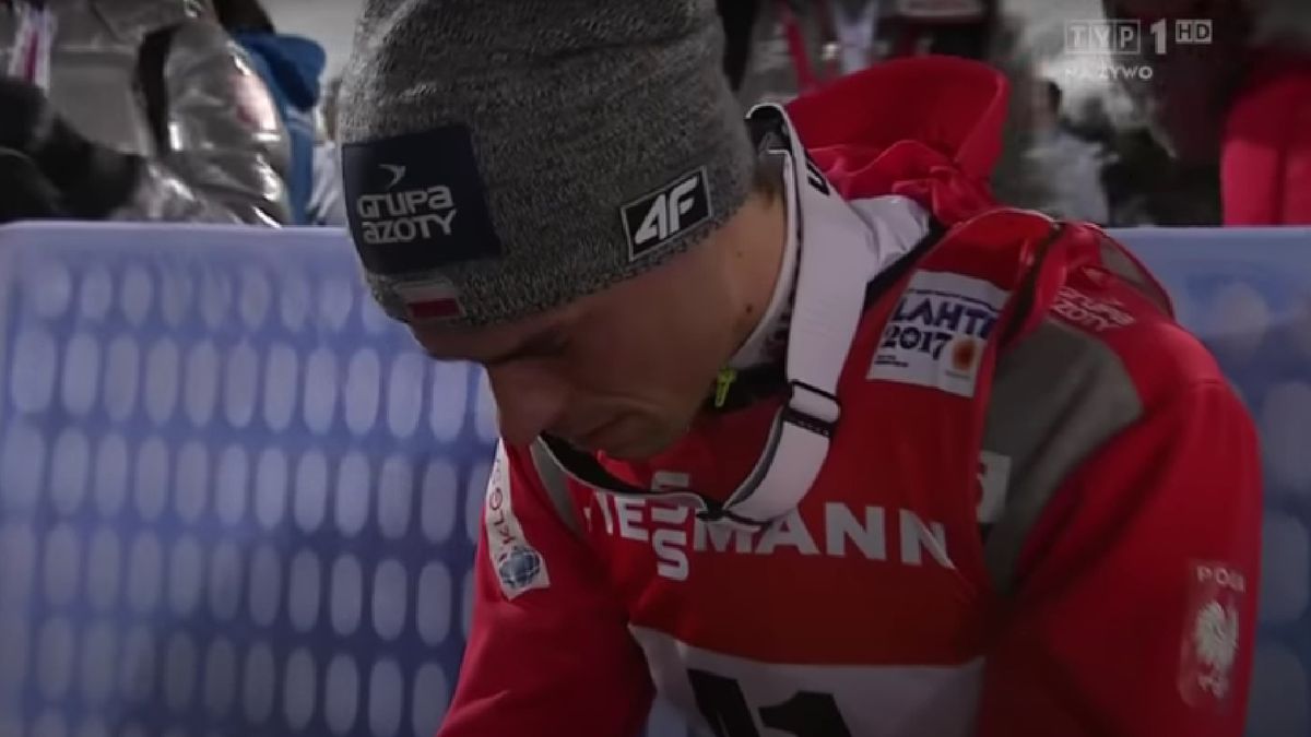 Zdjęcie okładkowe artykułu: YouTube / TVP Sport / Na zdjęciu: Piotr Żyła po zdobyciu medalu na MŚ w Lahti