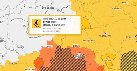 Ostrzeżenie pogodowe. W nocy możliwe silne burze, ulewy i grad!