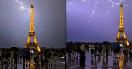 Zagrzmiało w Paryżu. Pioruny nad Wieżą Eiffla