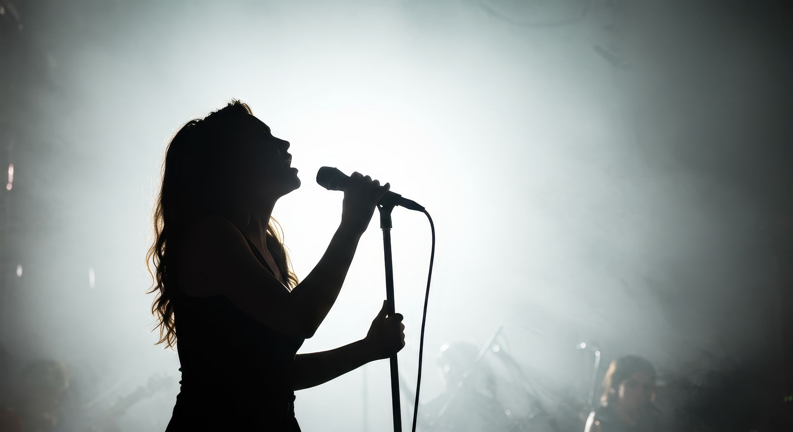 singer, silhouette, microphone, woman, female, stage, concert, music, performance, performing, live, artist, entertainment, rock, pop, band, song, sing, musician, musical, show, light, dark, audience, event, crowd, vocalist, passion, expressive, talent, artistic, spotlight