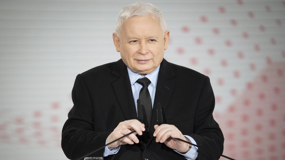 Law and Justice (PiS) party leader Jaroslaw Kaczynski is seen at a press conference in Warsaw, Poland on 19 March, 2024. (Photo by Jaap Arriens/NurPhoto via Getty Images)
